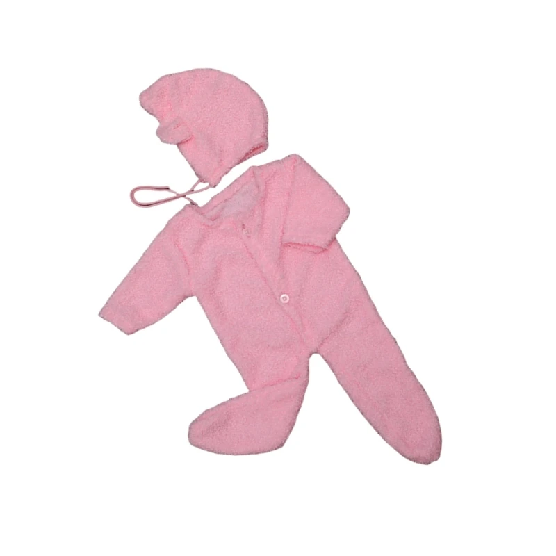 F62D Baby Photoshoots Props Bear Outfit Hat and Footed Romper Costume Set Photo Posing Props Newborn Photography Props Wear image 4