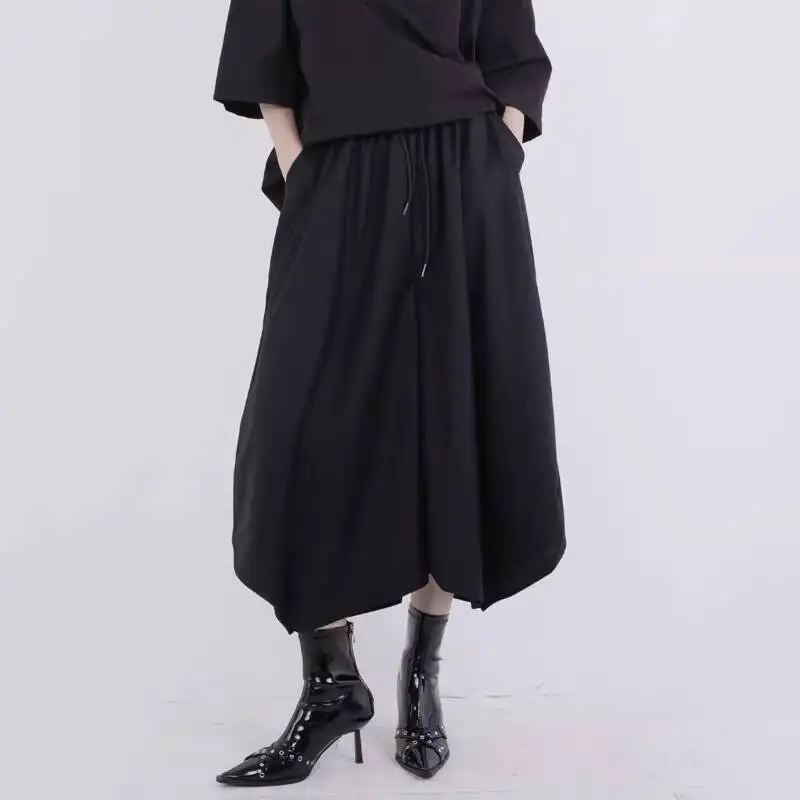 

Летние повседневные брюки-шаровары унисекс 2024 года с широкими штанинами и дизайнерским акцентом, брюки-юбка для пар, длина до щиколотки