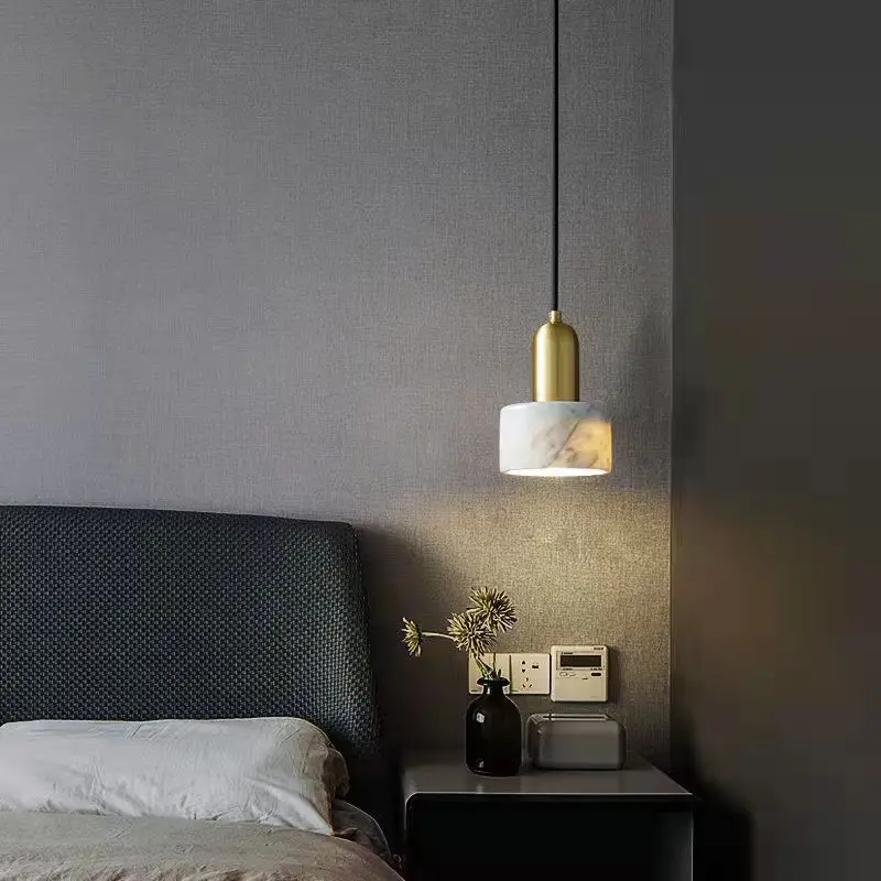 

Nordic light luxury brass marble chandelier post-modern minimalist creative restaurant bar lamp bedroom chandelier