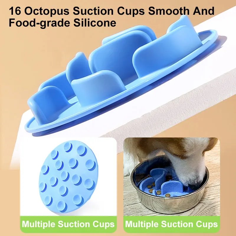 2-in-1 Slow Feed Dog Bowl with Silicone Slow Feed Liner, Food Grade Non-Slip Base, Suitable for Small, Medium and Large Dogs