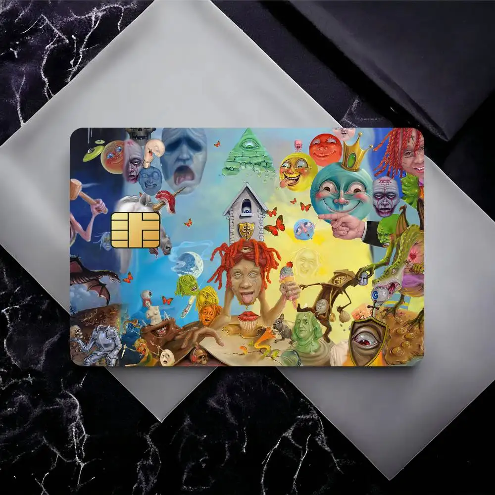 Rapper T-Trippie Funny R-Redd Poster Bank Credit Cards Bus Pass Stickers Cool Decoration Waterproof 4PCS Card
