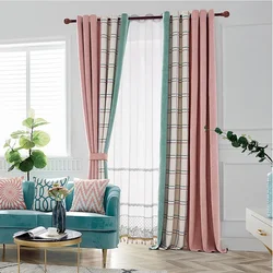 PP1089Modern blackout bedroom home seamless splicing finished mink velvet curtains