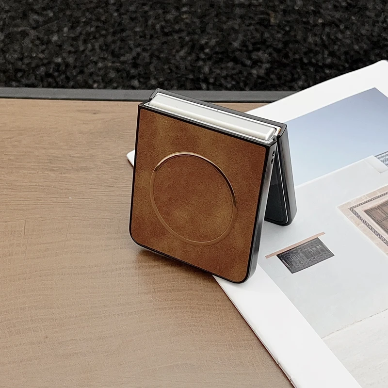 สําหรับ Samsung Galaxy Z Flip 7 FE 6 5 กรณี Vintage Magnetic PU หนัง Ultra - บาง Matte Cover สําหรับ Galaxy Z Flip7