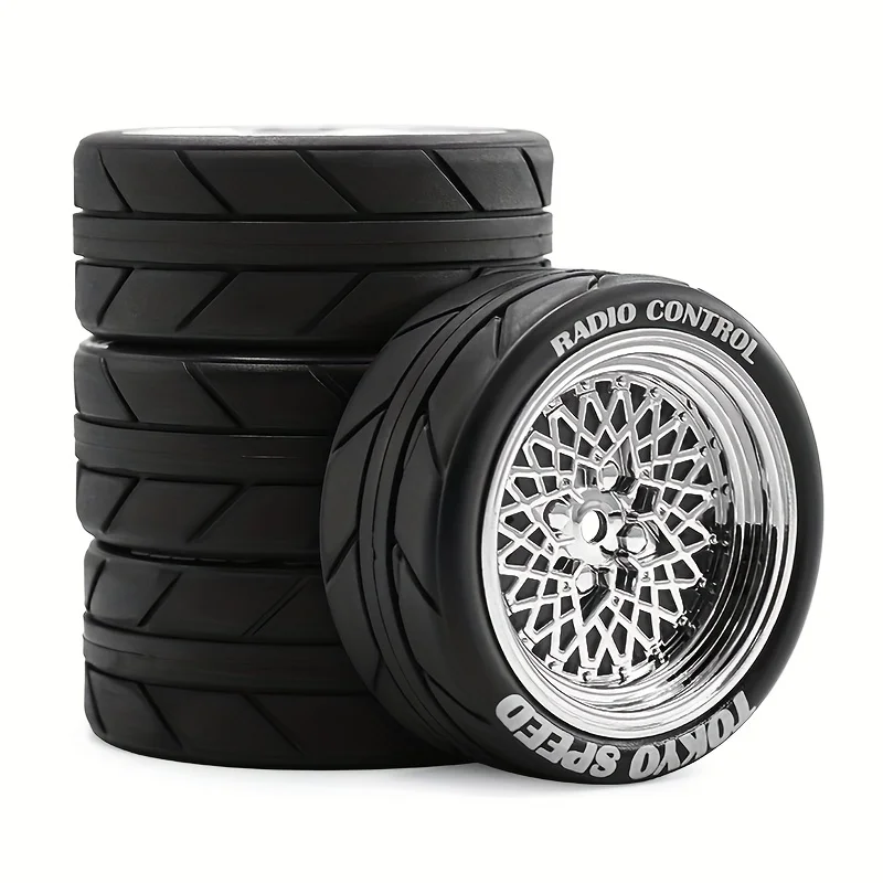4PCS 64mm RC Rally Drift Tires Wheels for Tamiya FW06 TT01 TT02 XV01 1/10 RC Car Upgrade Parts, High Grip Durable Tire Set