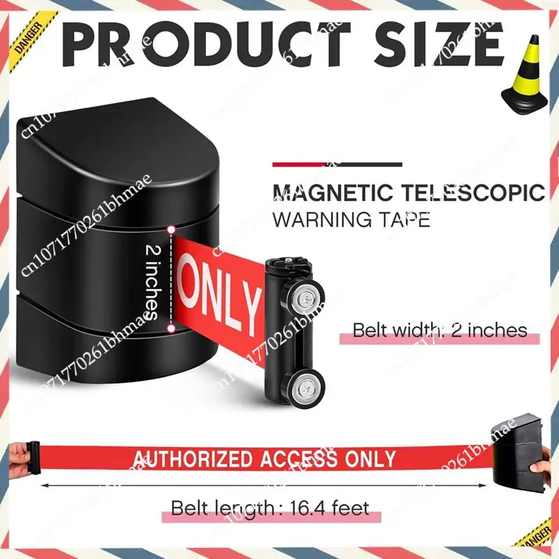 -A21Z 16.4 Ft Magnetic Wall Mount Retractable Belt Barrier Authorized Access Only Belt With ABS Case Rope Safety Barriers