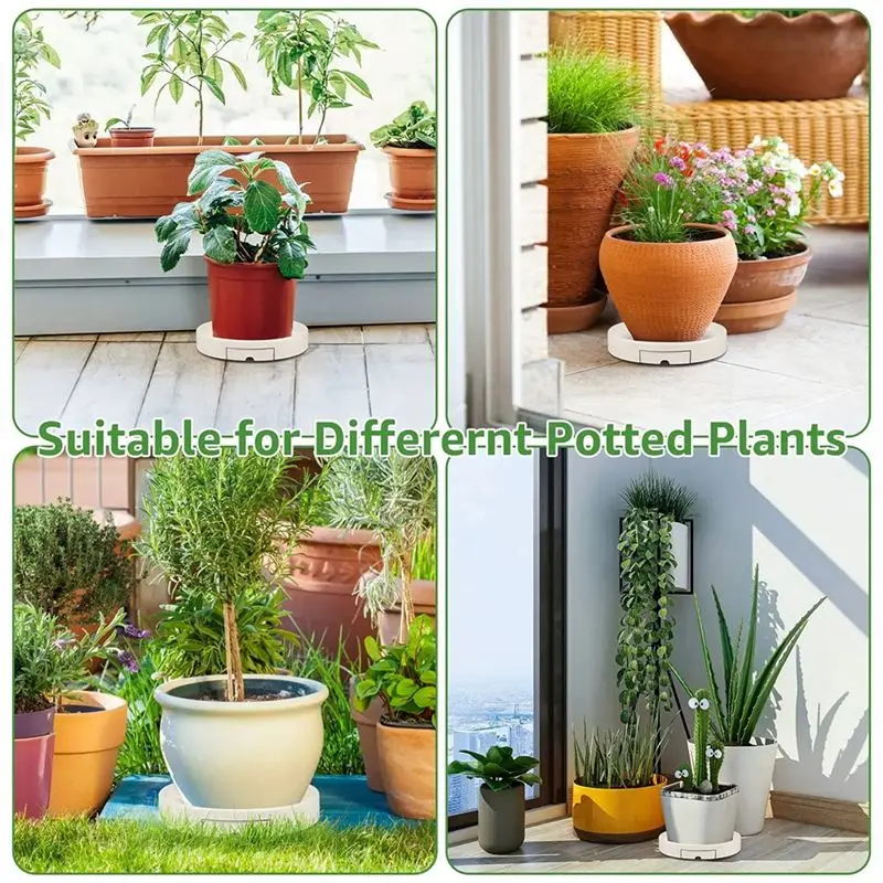 AEE2-Movable Plant Holder Round Rolling Plant Tray Plant Holder With Wheels Universal Heavy Duty Pot Holder