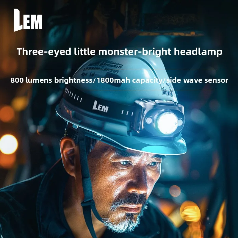 Super Bright Sensor LED Headlamp - USB Rechargeable Portable Head Flashlight for Camping Fishing Emergency