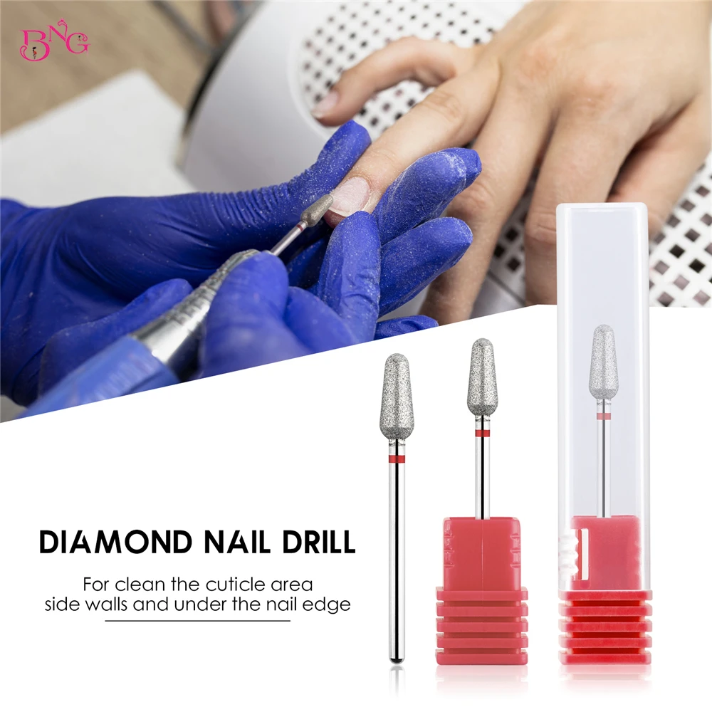 BNG Diamond E-File Nail Drill bit for Manicure Pedicure Russian Electric File bits Large Cone Professional Salon Quality bits