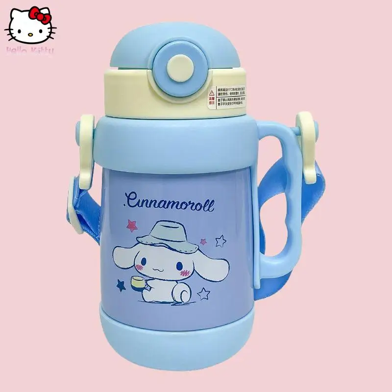 Sanrio niños dibujos animados Anime taza de vacío nuevo 316 paja de gran capacidad Kuromi lindo estudiante al aire libre Cinnamoroll taza de paja portátil