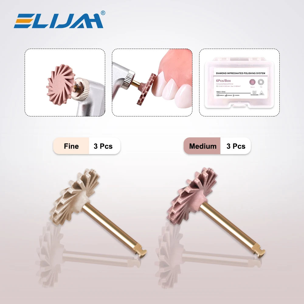 

ELIJAH Dental Rubber with Diamond Polisher Composite Resin Polishing Disc Spiral Burs Dentistry Polish Wheel Spiral Flex Tools