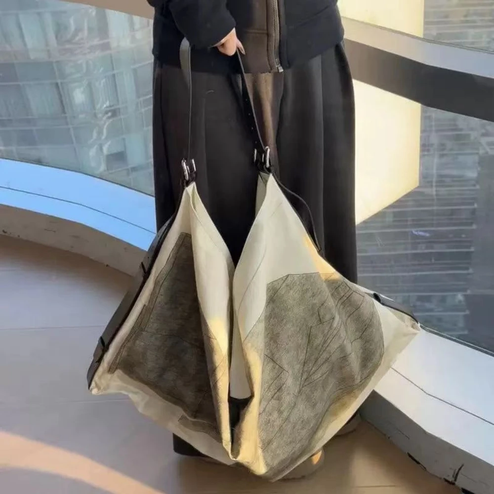 Large Capacity Shopping Bags for Women Simple Art Printed Single Shoulder Canvas Bags Irregular Eco Totes Bags Bolsas De Mujer