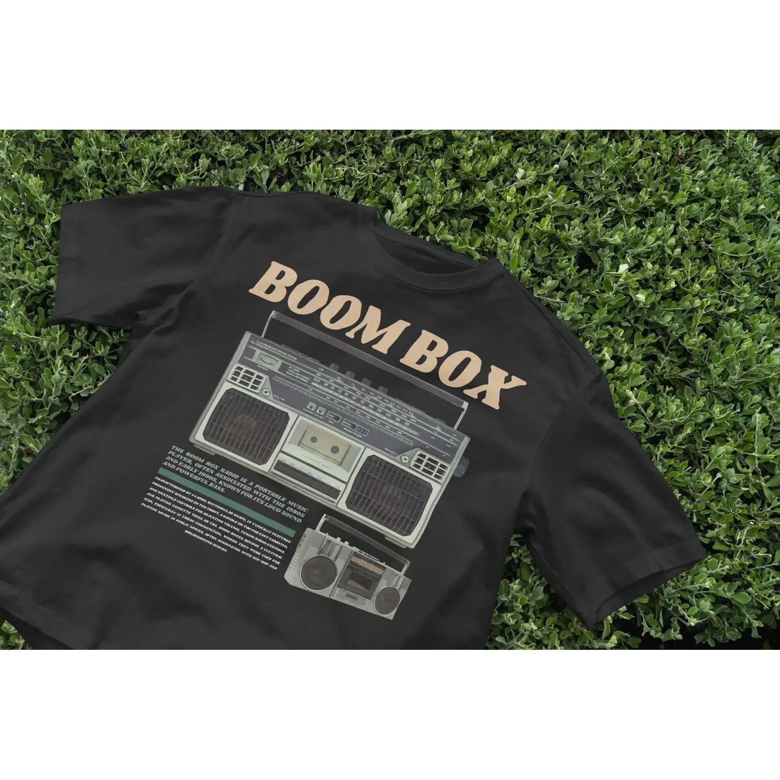 Retro Boom Box T Shirt Old School Y2K Nostalgic 2000s Vaporwave Vintage Casual  vintage Washed Versatile homme Breathable