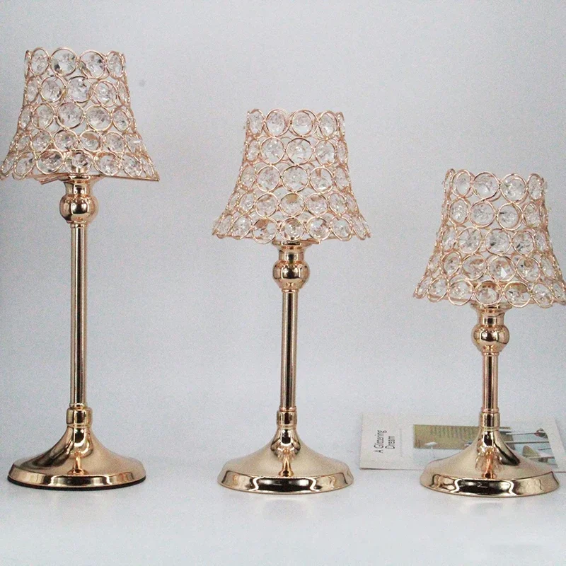 

z Wholesale single head lamp modeling metal crystal handicraft gold mental crystal candlestick ornaments holder