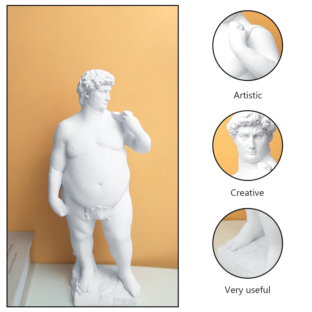 

Jojofuny 1PC Fat David Statue Roman Bust Vintage Resin Sculpture Decor for Bookshelf Home Ancient Rome White Figurine