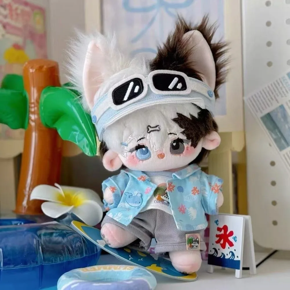 Image of 4-teiliges hübsches 20-cm-Baumwoll-Puppenkleidungsset, niedliches Kinderspielzeug, Puppenkleidungsset, lässiger Urlaubsstil, Hemd- und Shorts-Set, Geburtstagsgeschenk