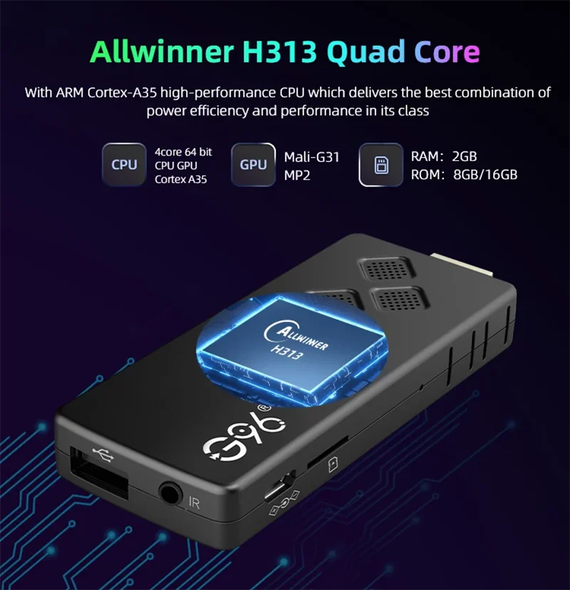 G96 Q2 Global Version TV Stick Google Assistant Android13.0 4K Allwinner H313 Quad Core Portable Streaming Media Player