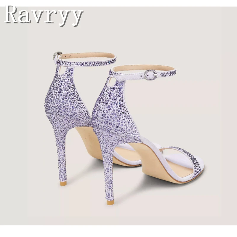 صيف جديد أزياء كريستال النساء الصنادل جولة المفتوحة تو الكاحل حزام عالية الكعب أنيقة السيدات حزب خنجر الأحذية