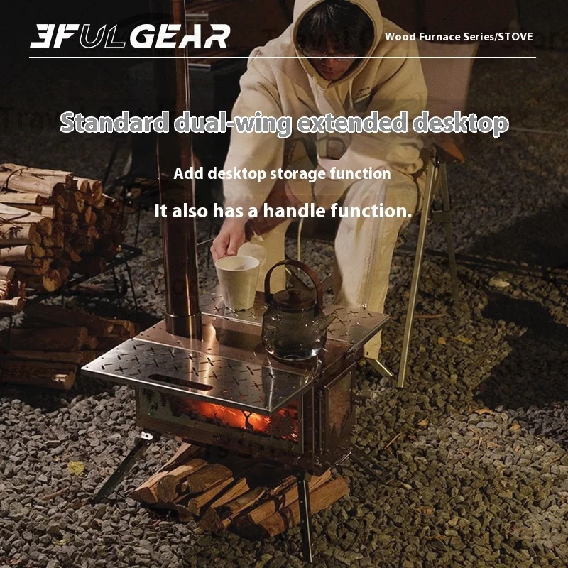 3F UL Gear Fire Wood Height Adjustable Foldable Stainless Steel Heater Pellet Stove Furnace Burner Tent Fireplace Camp Supplies