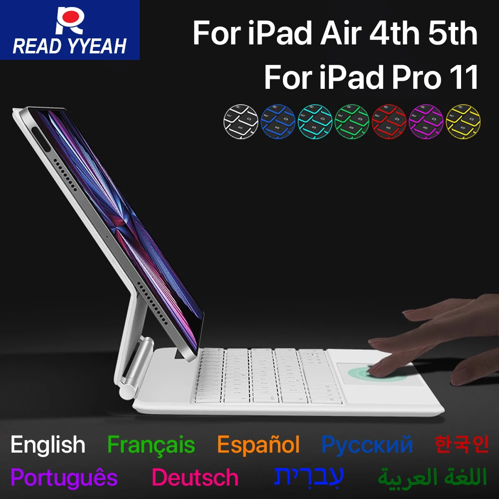 

New Magic Keyboard for iPad Air 4/5 10.9in Pro 11 2018-2022 iPad Case Tablet Case Smart Magnetic Book Cover Bluetooth Wireless