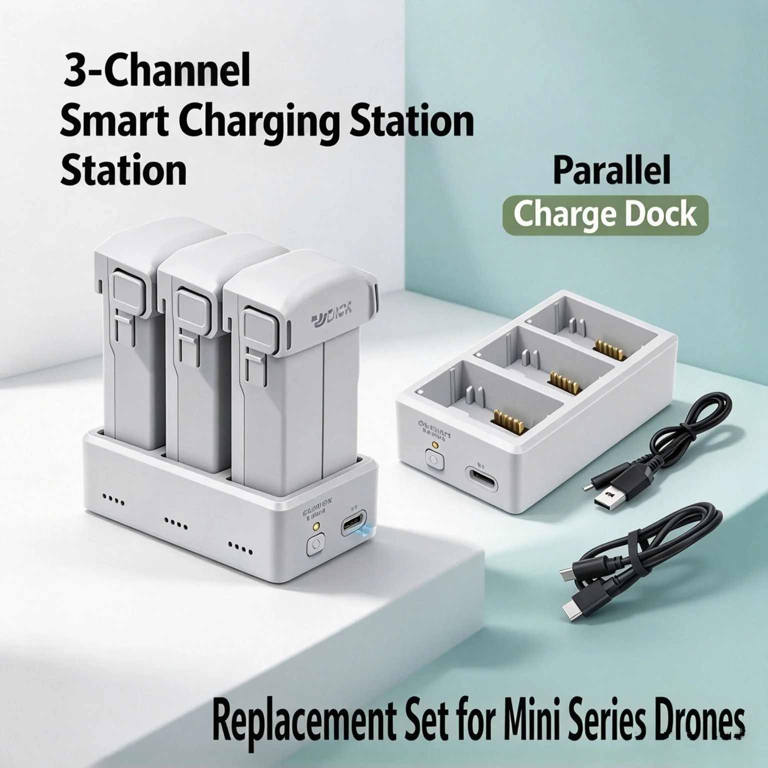 3-Channel Smart Parallel Charging Station, Safe Fast Charge Dock Compatible with DJI Mini 3 / Mini 3 Pro / Mini 4 Drones