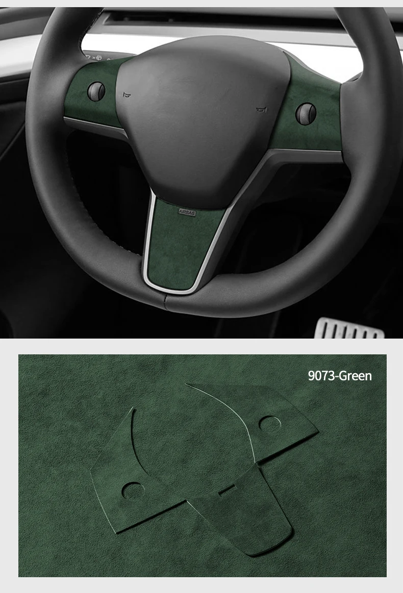 Für Tesla Model 3(2019-2022)/Model Y(2019-) Lenkradverkleidung, Rahmenaufkleber aus Alcantara, Auto-Innenraum-Tuning-Zubehör – Detail 10
