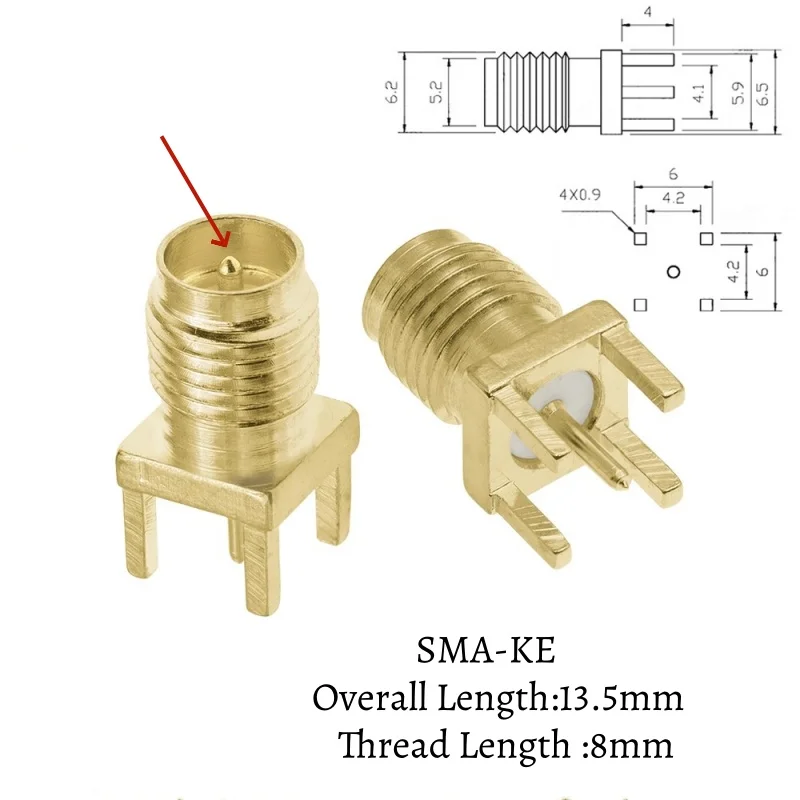 100pcs/lot RF Antenna Sockets Thread Internal Hole needle SMA-KE/KWE/KHD Connectors External 8.5/13.5/14/16/18/22/17/19/20/23mm