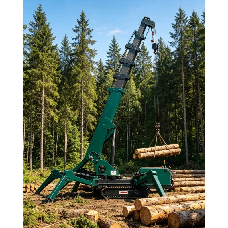 Diesel Spider Crane Crawler Hydraulic Telescopic Boom All Terrain 360 Rotation Remote Control Lifting Equipment Confined Area