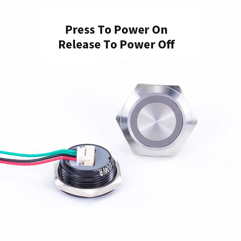 1pc 16MM 22MM Metal Button w 15CM Wire Self-resetting Touch Light Switch Ultra-thin Micro Stroke Jog Switch 3-24V Button for Led