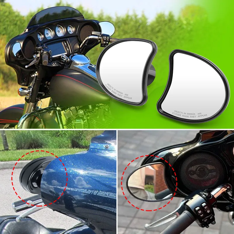 Motocicleta preto batwing carenagem montar espelhos retrovisores laterais espelho retrovisor para harley touring electra street glide 2014-up