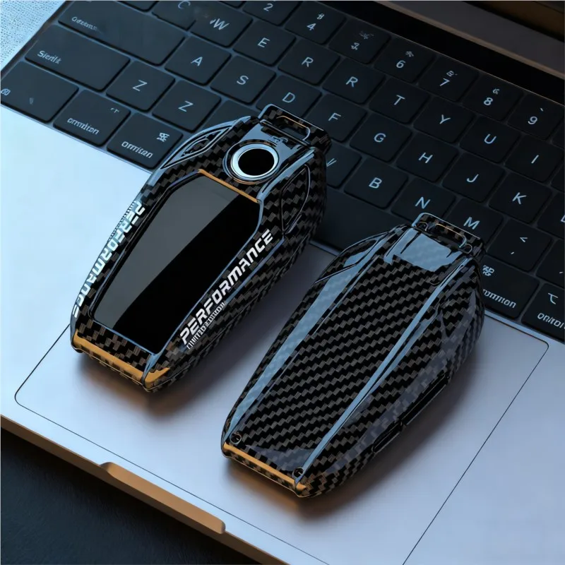 Funda de fibra de carbono para llave de coche con pantalla LED para BMW G30 G12 G11 G32 G31 Serie 5 7 I8 I12 I15 G01 X3 X4 G02 G05 X5 G07 X7