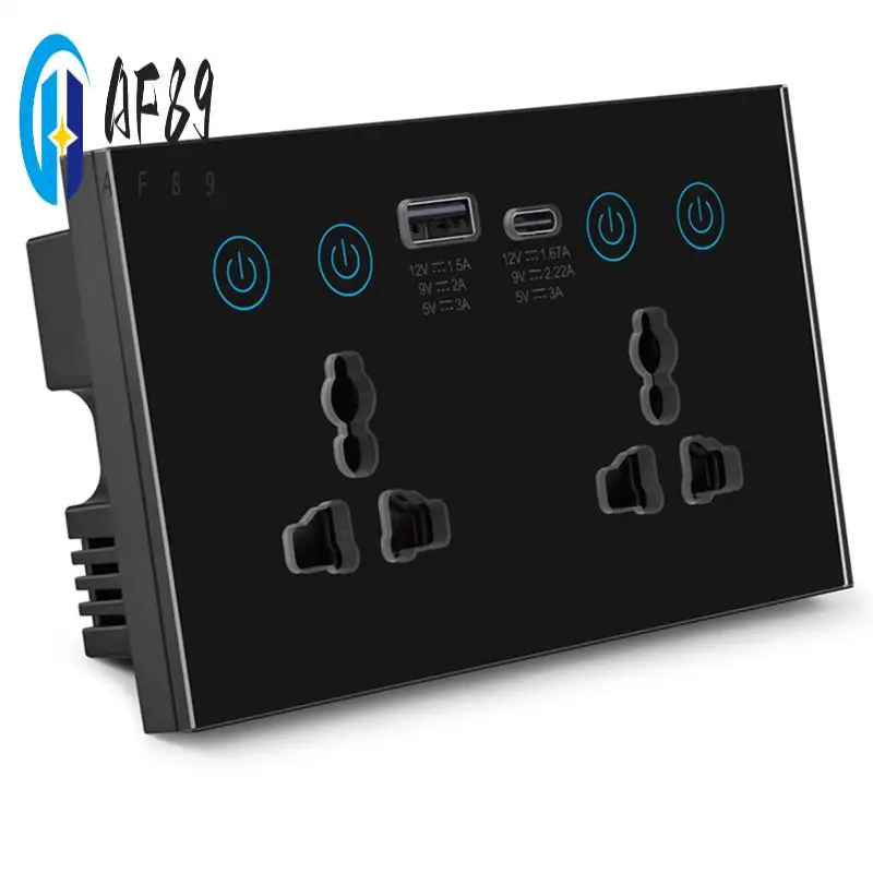 

AF89-EU UK US Универсальная вилка Tuya Smart Socket Switch с USB и розеткой Type-C Smart Life