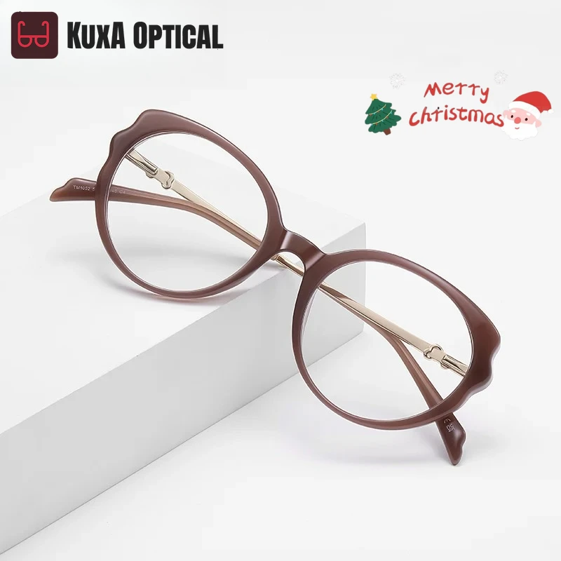 

KUXA новые модные персонализированные геометрические круглые дизайнерские женские очки для чтения с защитой от синего света, персонализируемые очки по рецепту LS233