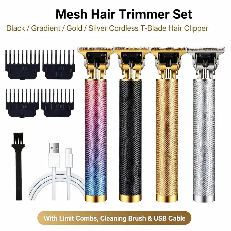 Rechargeable T9 Zero Gap Hair Clipper Cordless Electric Hair Trimmer Hairline Eyebrow Beard Carving Machine for Men