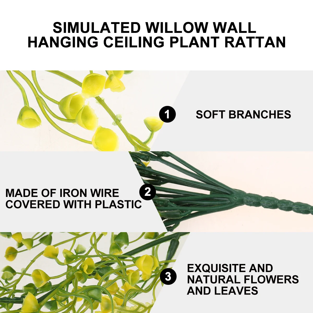 

Artificial Wisteria Vine Fake Plants Rattan For Home Wall Decoration Hanging Basket Indoor Green Purple Foliage Decor Plastic