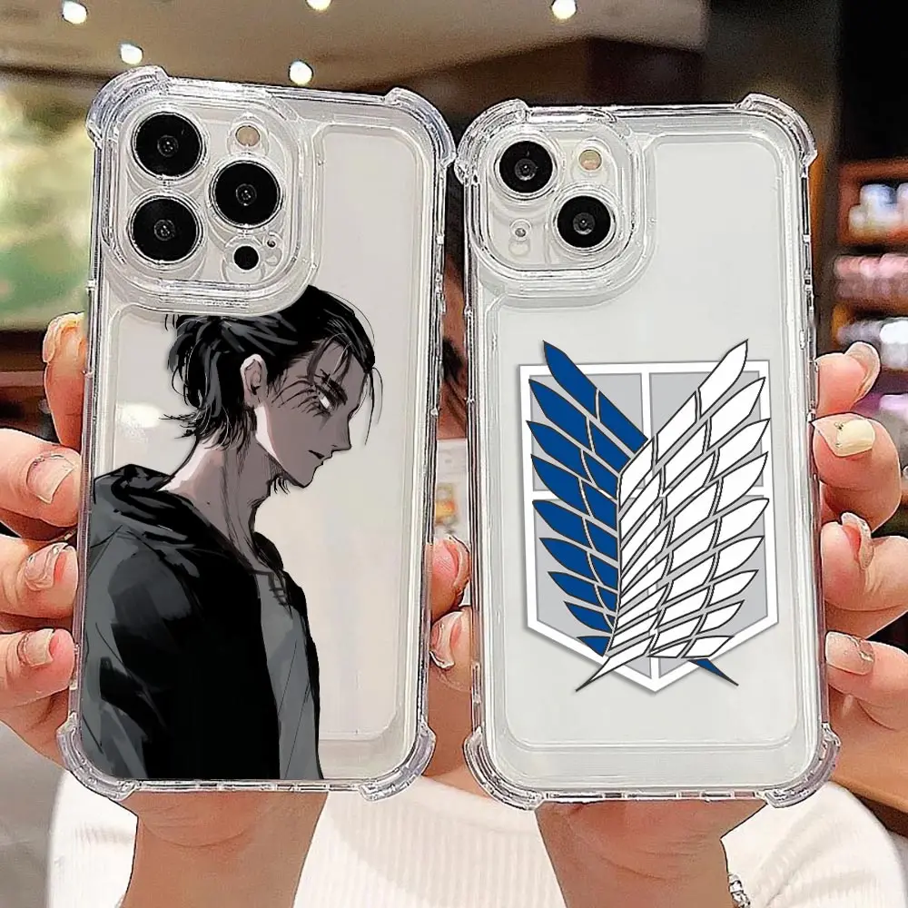 Clear Phone Case For iPhone Apple 17 16E 16 15 14 12 13 11 Pro 8 7 Plus X XR XS Max Shockproof Cover Eren A-Attack On T-Titan