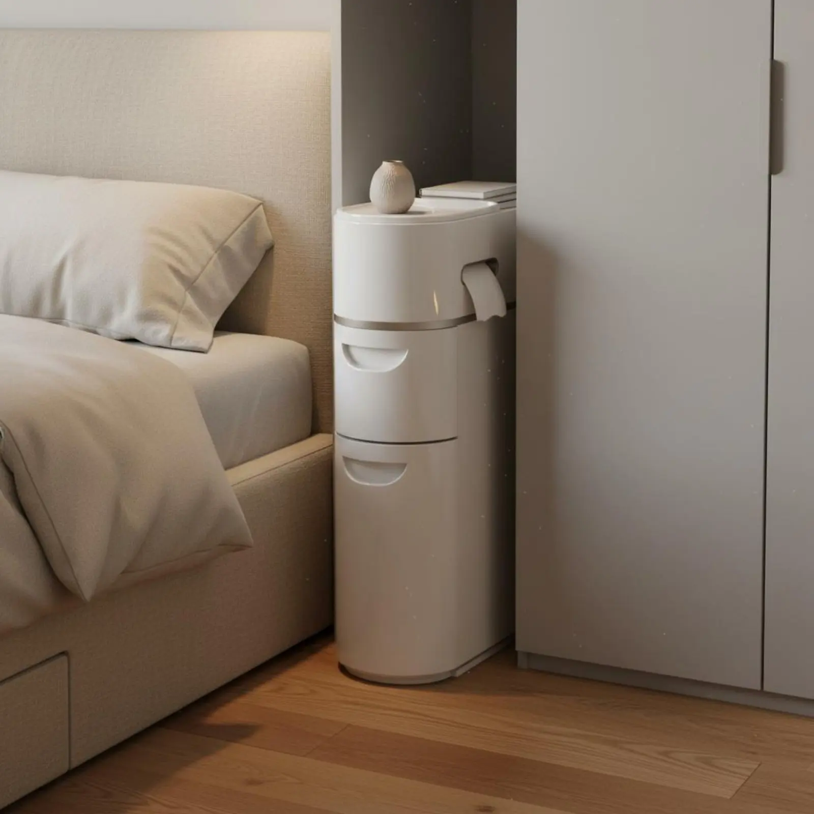 

Узкий шкаф для хранения без сборки, тонкий шкаф для ванной комнаты, узкая тумба для хранения, вместительный 4-уровневый выдвижной стеллаж