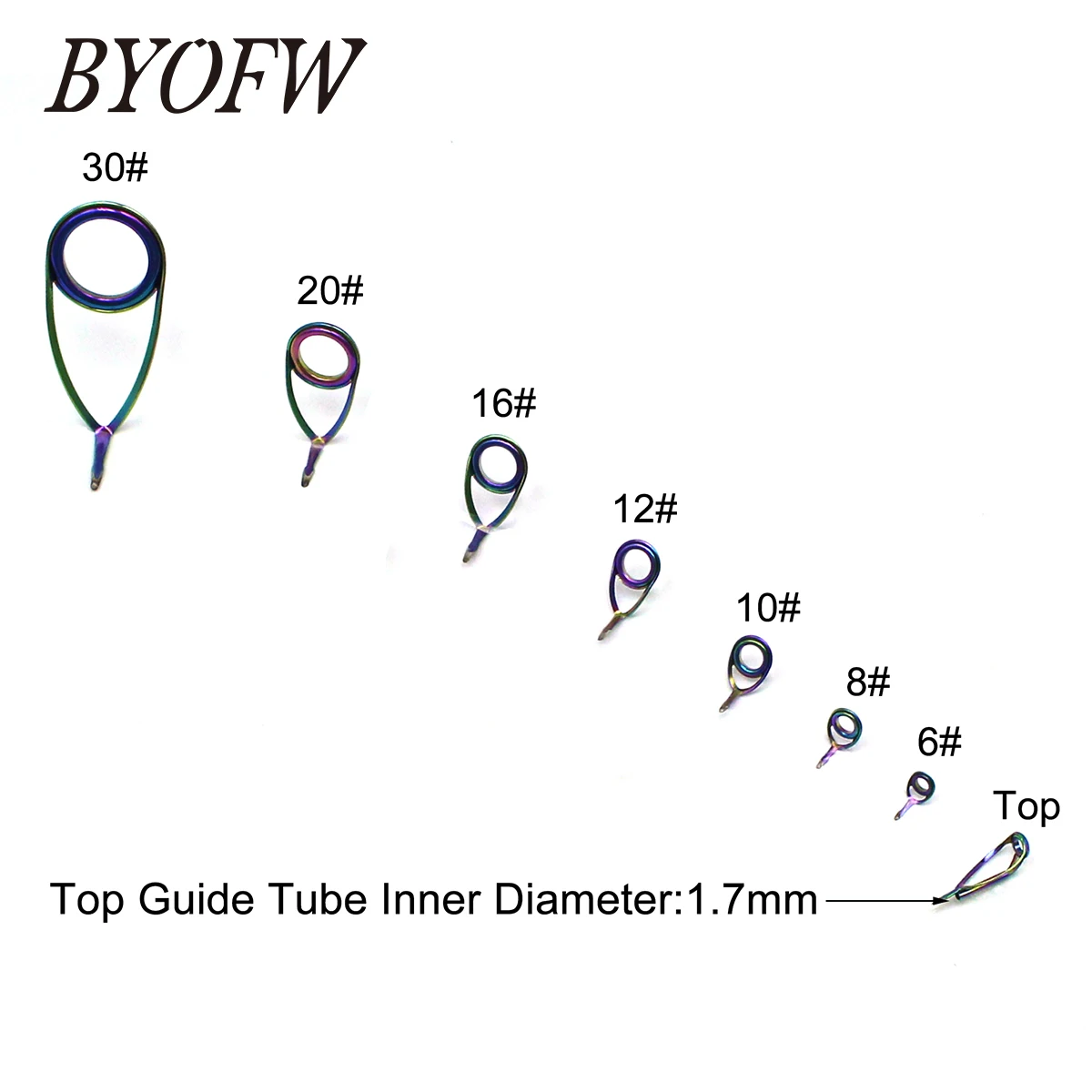 BYOFW 8 Pcs/set Long Leg Rainbow Fishing Rod Building Guides Tangle Free Line Eyelet Circle Ring Repair Pole  Replacement Set