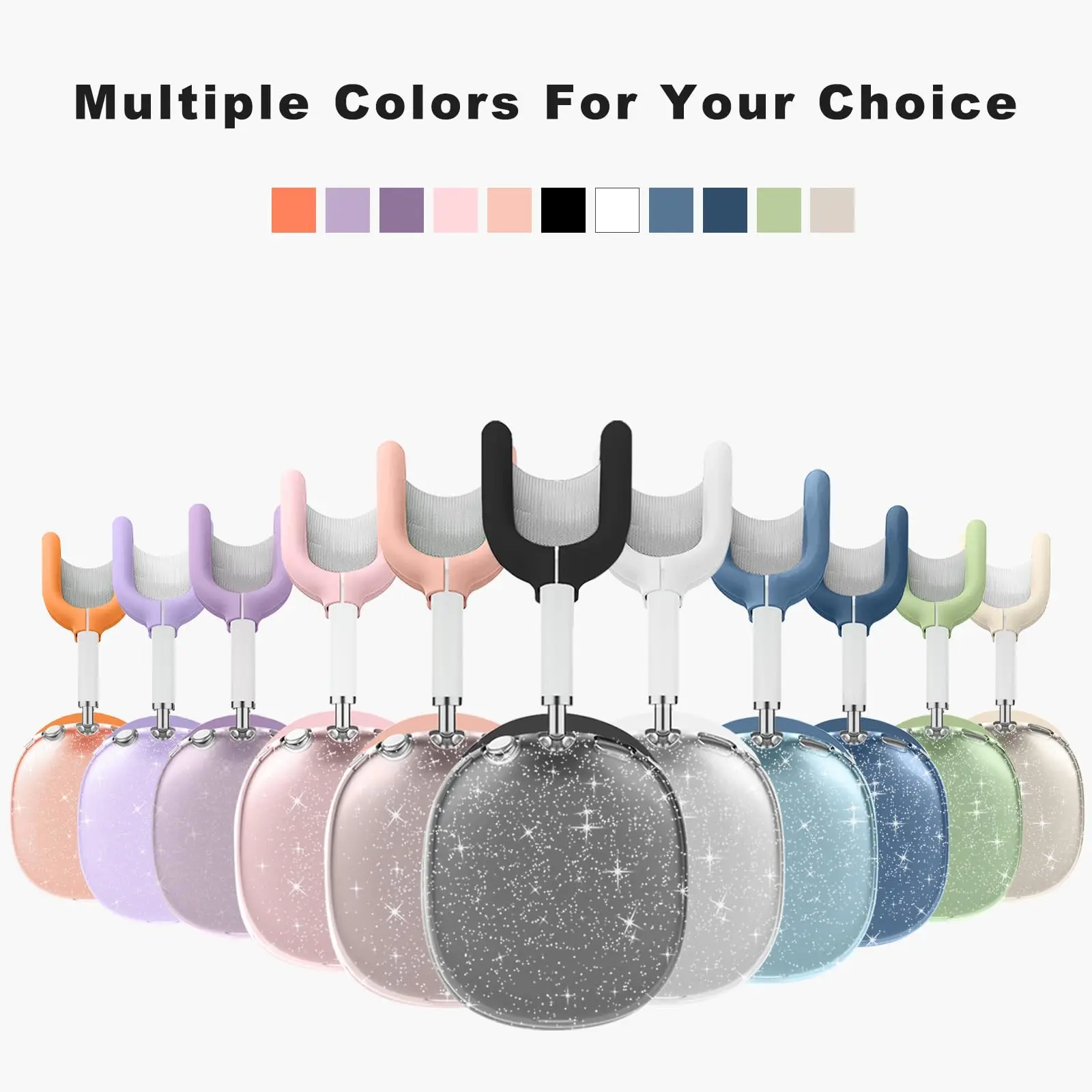 Soft Headset Case for Airpods max2 Glitter TPU Shell 3 in 1 Skin Scratch Proof Earbuds Case For Woman Man For 2024 AirPods Max