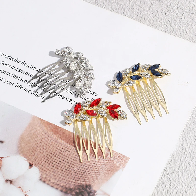 Crystal Hair Comb for Women Rhinestone Leaves Bride Hair Jewelry Hairpin Bridal Wedding Headwear Headpiece Hair Accessories Gift