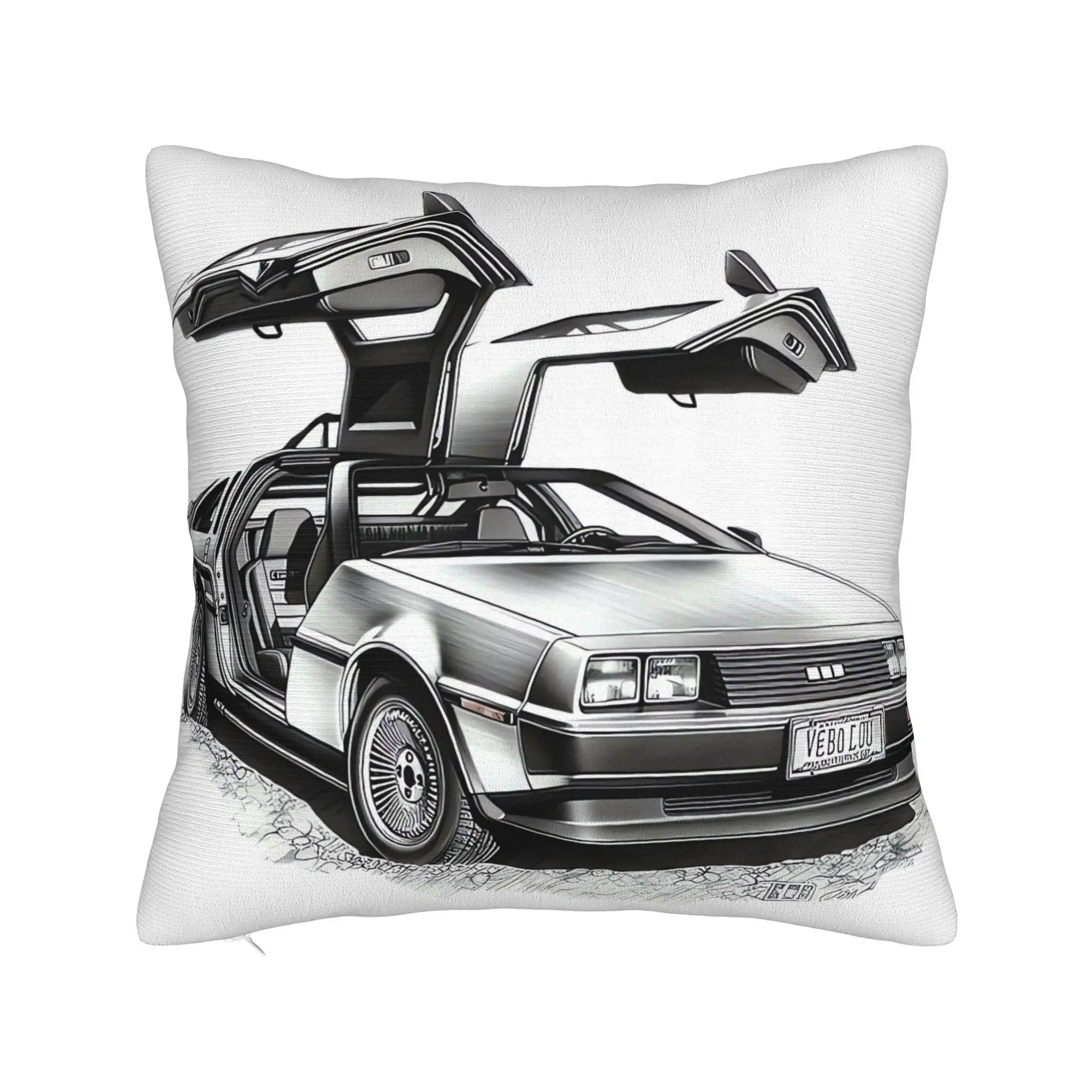 Set of Decorative Throw Pillow Covers Featuring a Time Machine Dreams Delorean Reverie Theme, Perfect for Sofas, Beds, Or Chairs - with Prints on Both Sides - to Quickly Enhance The Texture And Style of Your Living Area