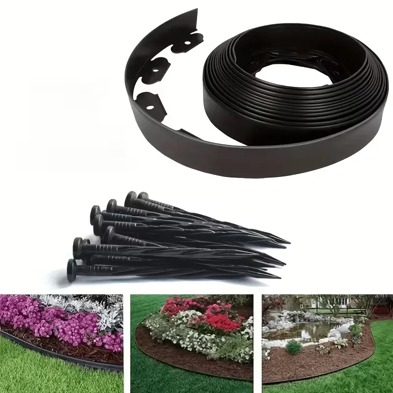 1set Garden Isolation Belt Kit Garden Edge Strips With 30 Ground Nails Anchors For Garden Lawn Isolation Garden Accessories