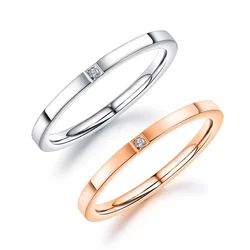DARHSEN Brand Stainless Steel Women Girls 2mm Thin Small Rings White Cubic Zircon Stone  Fashion Jewelry US size 4 5 6 7 8 9