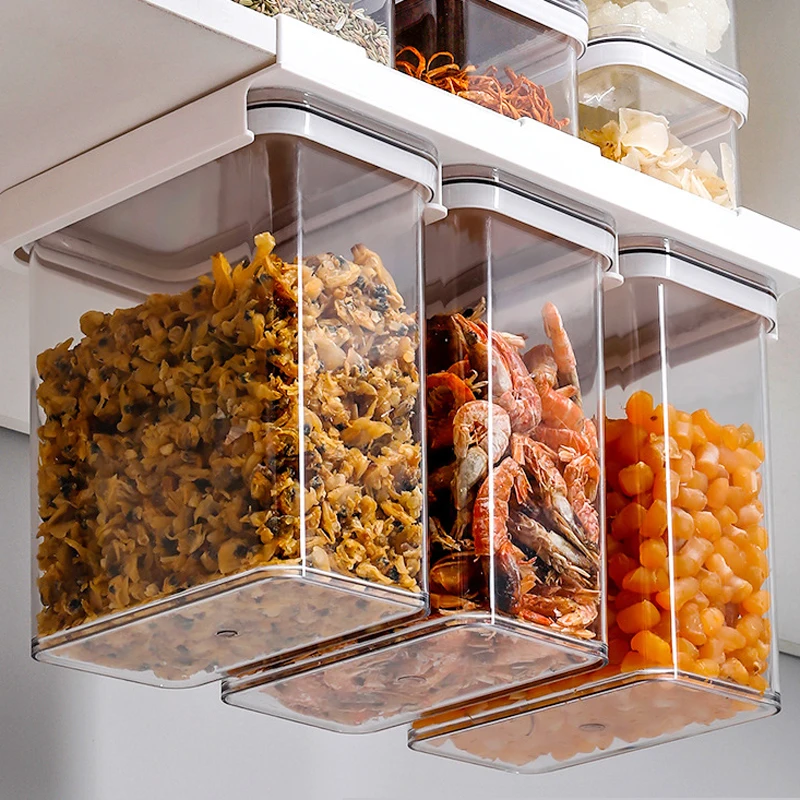 Cabinet Hanging Food Storage Container Kitchen Storage Cereal Dispenser Sealed Tank Cans Refrigerator Organizer 900/2300/3400ML