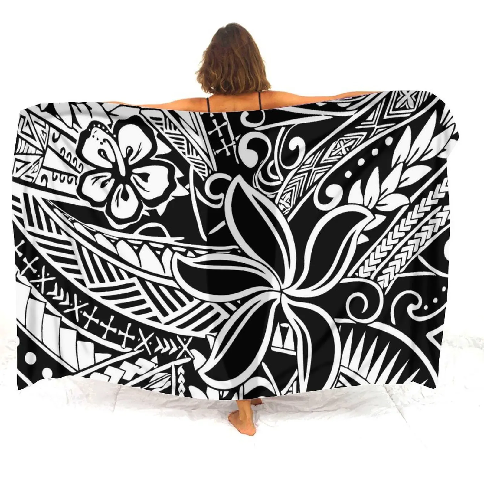 Comfortable Apron Clothing Sarong Retro Polynesian Vacation Women Beach Sarong Custom Artistic Print, High-Quality Fabric Sarong