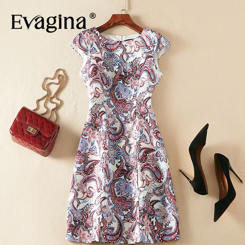 

Evagina New Fashion Runway Designer Dress Women's Garment Sleeve Vintage Printing Streetwear S-XXL Pretty Slim Mini Dress