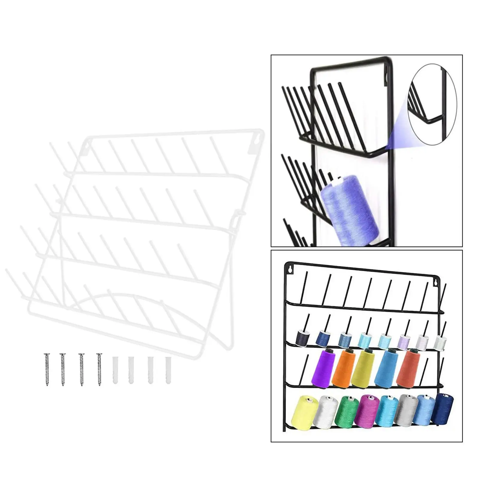 

Foldable Spool Sewing Thread Rack Organizer with 32 Slots Metal Wall Hanger for Sewing Quilting Embroidery