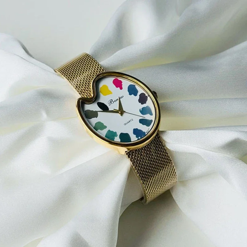 

Octopus Brother Color Palette Watch Women's Student Watch, niche retro minimalist quartz watch