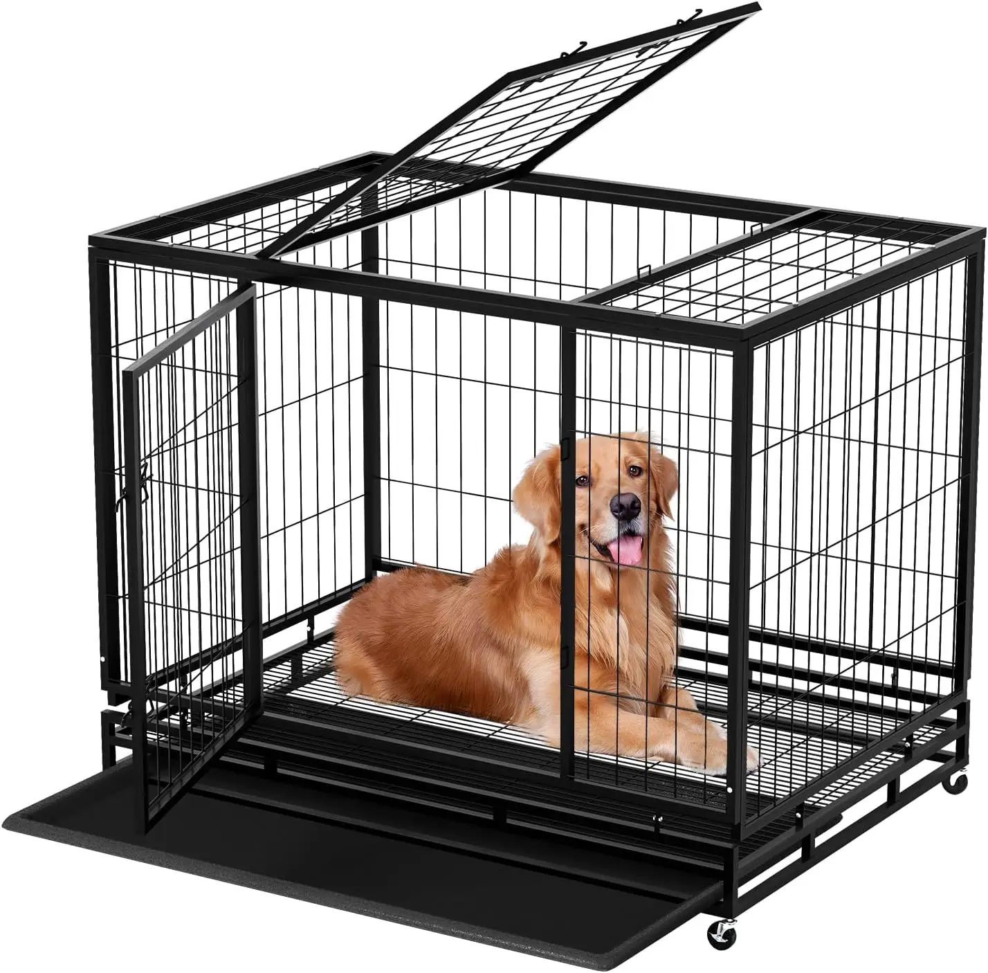 

48 Inch Large Dog Crate Dog Kennel Indoor Outdoor Big Crates for Large Medium Small Dogs Heavy Duty