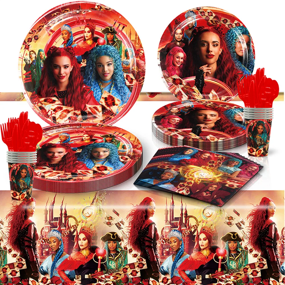 Disney Descendants The Rise of Red Party Accessories  Balloons Tableware Cake Toppers Banners Birthday Decorations Baby Shower