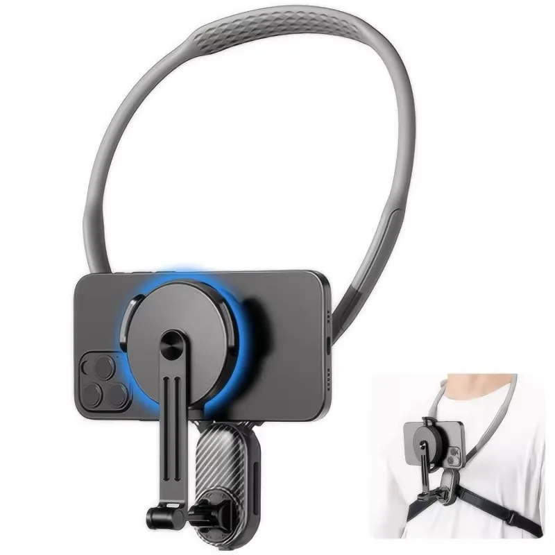 

Сильный магнитный силиконовый быстроразъемный держатель на шею для iPhone 16, 17, 15, 14, 13 Pro Max Sumsung Xiaomi, подставка для видеозаписи